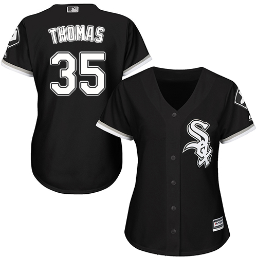 Women's Majestic Chicago White Sox #35 Frank Thomas Authentic Black Alternate Home Cool Base MLB Jersey