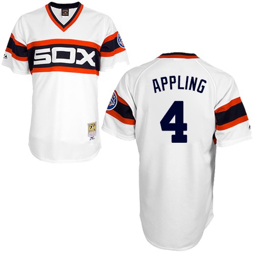 Men's Mitchell and Ness 1983 Chicago White Sox #4 Luke Appling Replica White Throwback MLB Jersey