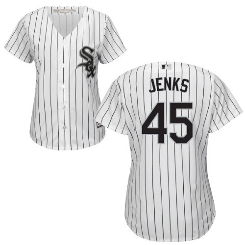 Women's Majestic Chicago White Sox #45 Bobby Jenks Replica White Home Cool Base MLB Jersey