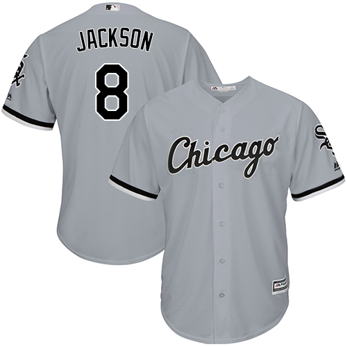 Men's Majestic Chicago White Sox #8 Bo Jackson Replica Grey Road Cool Base MLB Jersey