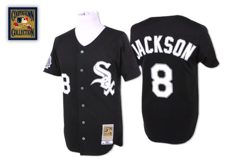 Men's Mitchell and Ness Chicago White Sox #8 Bo Jackson Replica Black Throwback MLB Jersey