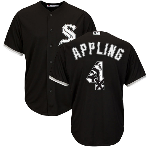 Men's Majestic Chicago White Sox #4 Luke Appling Authentic Black Team Logo Fashion Cool Base MLB Jersey