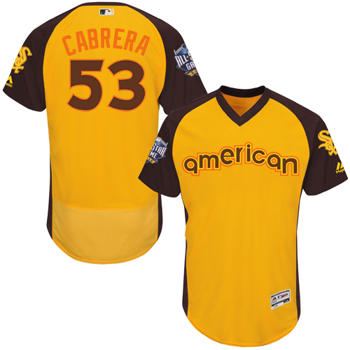 Men's Majestic Chicago White Sox #53 Melky Cabrera Yellow 2016 All-Star American League BP Authentic Collection Flex Base MLB Jersey