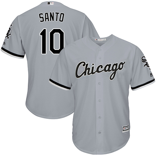Men's Majestic Chicago White Sox #10 Ron Santo Replica Grey Road Cool Base MLB Jersey