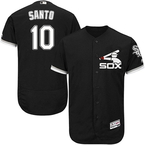 Men's Majestic Chicago White Sox #10 Ron Santo Black Flexbase Authentic Collection MLB Jersey