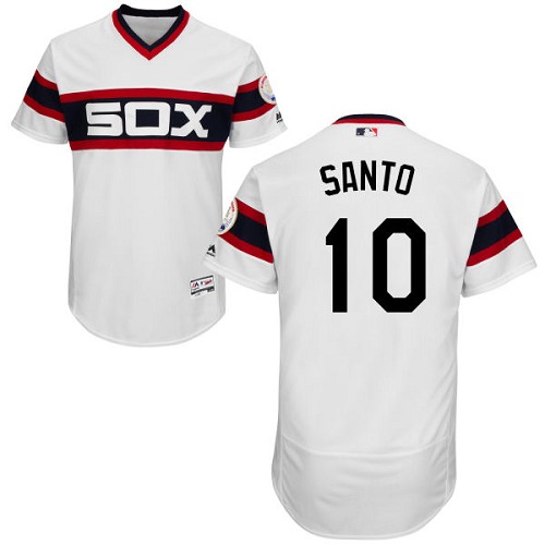 Men's Majestic Chicago White Sox #10 Ron Santo White Flexbase Authentic Collection MLB Jersey