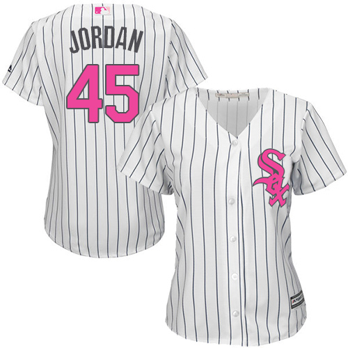 Women's Majestic Chicago White Sox #45 Michael Jordan Authentic White Mother's Day Cool Base MLB Jersey