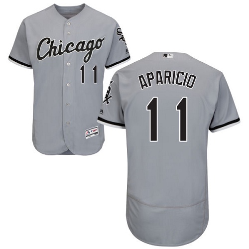 Men's Majestic Chicago White Sox #11 Luis Aparicio Authentic Grey Road Cool Base MLB Jersey