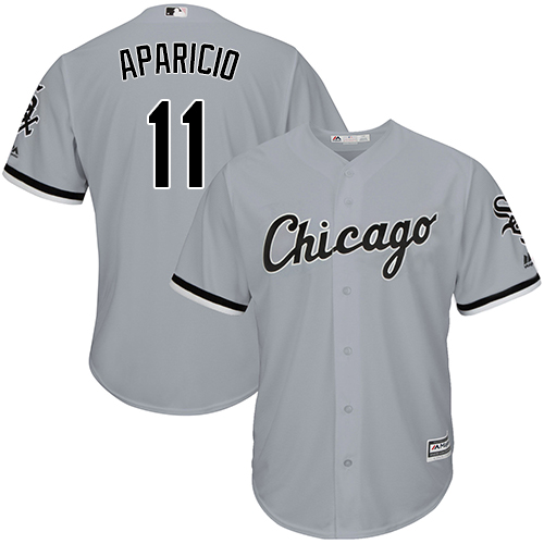 Men's Majestic Chicago White Sox #11 Luis Aparicio Replica Grey Road Cool Base MLB Jersey