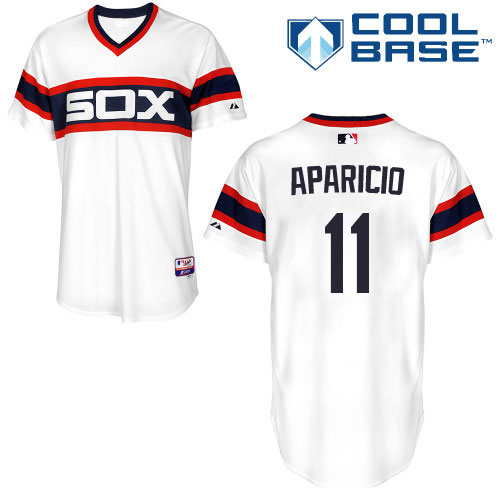 Men's Majestic Chicago White Sox #11 Luis Aparicio Replica White 2013 Alternate Home Cool Base MLB Jersey