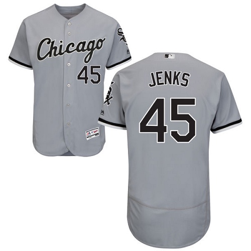 Men's Majestic Chicago White Sox #45 Bobby Jenks Authentic Grey Road Cool Base MLB Jersey