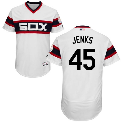 Men's Majestic Chicago White Sox #45 Bobby Jenks Authentic White 2013 Alternate Home Cool Base MLB Jersey