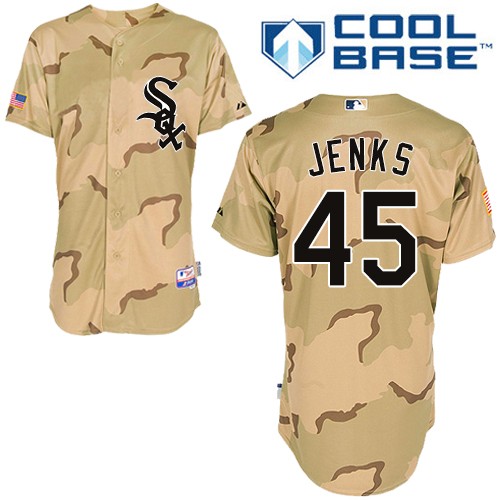Men's Majestic Chicago White Sox #45 Bobby Jenks Authentic Camouflage Cool Base MLB Jersey