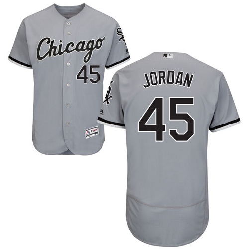 Men's Majestic Chicago White Sox #45 Michael Jordan Authentic Grey Road Cool Base MLB Jersey