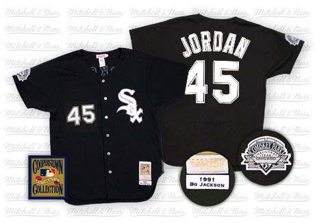 Men's Mitchell and Ness Chicago White Sox #45 Michael Jordan Authentic Black Throwback MLB Jersey