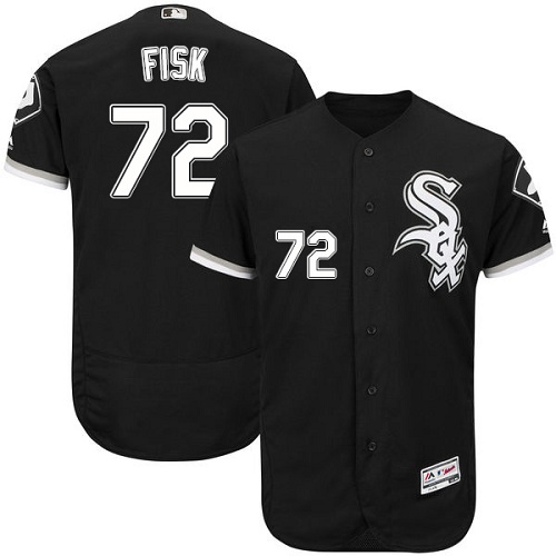 Men's Majestic Chicago White Sox #72 Carlton Fisk Black Alternate Flexbase Authentic Collection MLB Jersey