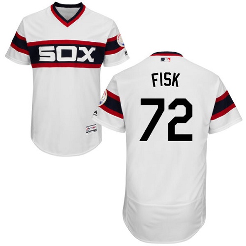 Men's Majestic Chicago White Sox #72 Carlton Fisk Authentic White 2013 Alternate Home Cool Base MLB Jersey