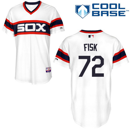 Men's Majestic Chicago White Sox #72 Carlton Fisk Replica White 2013 Alternate Home Cool Base MLB Jersey