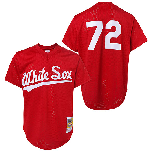 Men's Mitchell and Ness 1990 Chicago White Sox #72 Carlton Fisk Authentic Red Throwback MLB Jersey