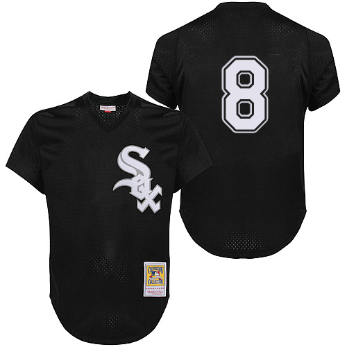 Men's Mitchell and Ness 1993 Chicago White Sox #8 Bo Jackson Authentic Black Throwback MLB Jersey