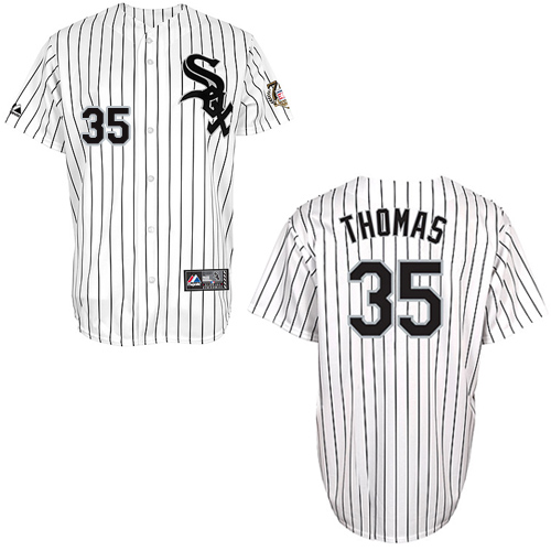 Men's Majestic Chicago White Sox #35 Frank Thomas Authentic White w75th Anniversary Commemorative Patch MLB Jersey