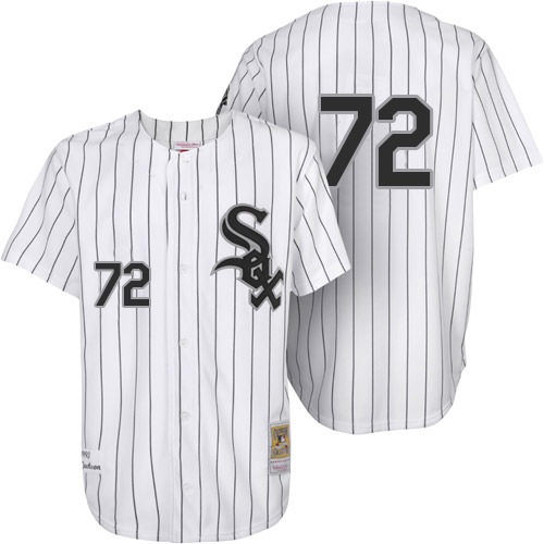 Men's Mitchell and Ness 1993 Chicago White Sox #72 Carlton Fisk Replica White Throwback MLB Jersey
