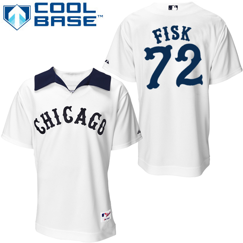 Men's Majestic Chicago White Sox #72 Carlton Fisk Authentic White 1976 Turn Back The Clock MLB Jersey