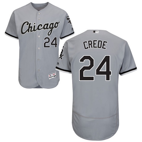 Men's Majestic Chicago White Sox #24 Joe Crede Authentic Grey Road Cool Base MLB Jersey