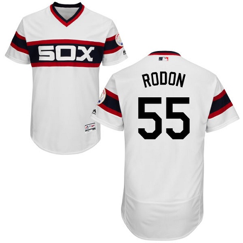 Men's Majestic Chicago White Sox #55 Carlos Rodon White Flexbase Authentic Collection MLB Jersey