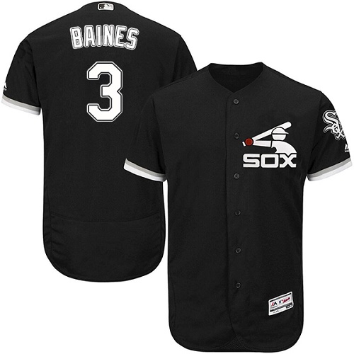 Men's Majestic Chicago White Sox #3 Harold Baines Black Flexbase Authentic Collection MLB Jersey