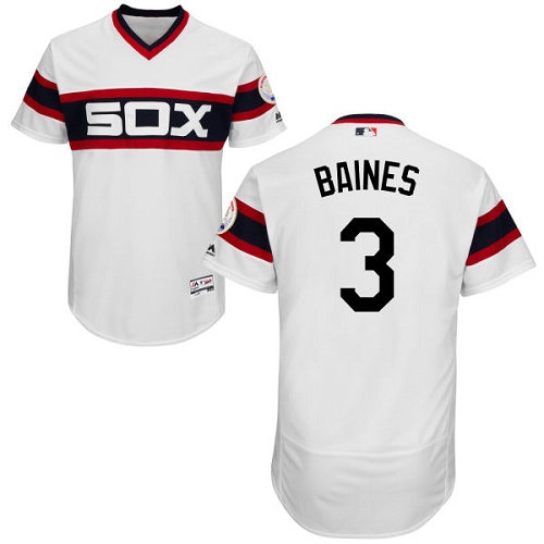 Men's Majestic Chicago White Sox #3 Harold Baines White Flexbase Authentic Collection MLB Jersey