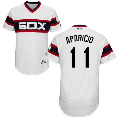 Men's Majestic Chicago White Sox #11 Luis Aparicio White Flexbase Authentic Collection MLB Jersey