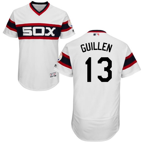 Men's Majestic Chicago White Sox #13 Ozzie Guillen White Flexbase Authentic Collection MLB Jersey