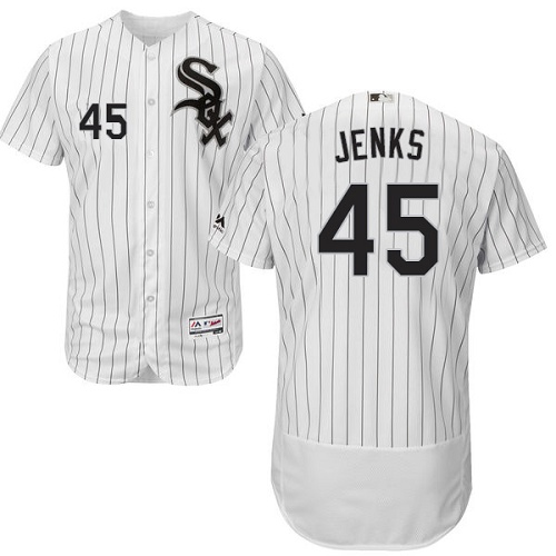 Men's Majestic Chicago White Sox #45 Bobby Jenks White/Black Flexbase Authentic Collection MLB Jersey