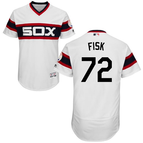 Men's Majestic Chicago White Sox #72 Carlton Fisk White Flexbase Authentic Collection MLB Jersey