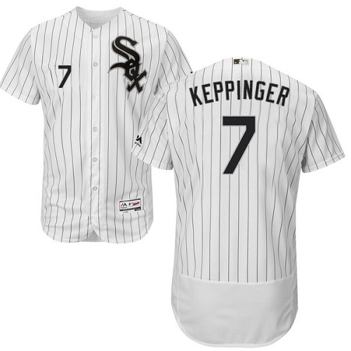 Men's Majestic Chicago White Sox #7 Jeff Keppinger White/Black Flexbase Authentic Collection MLB Jersey