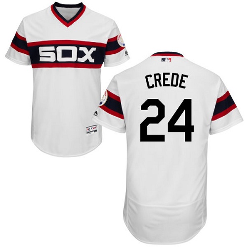Men's Majestic Chicago White Sox #24 Joe Crede White Flexbase Authentic Collection MLB Jersey