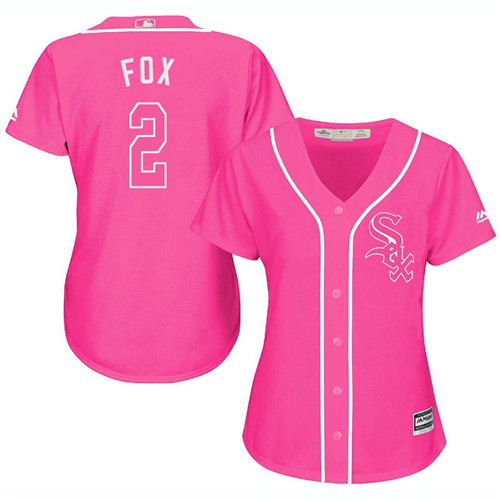 Women's Majestic Chicago White Sox #2 Nellie Fox Authentic Pink Fashion Cool Base MLB Jersey