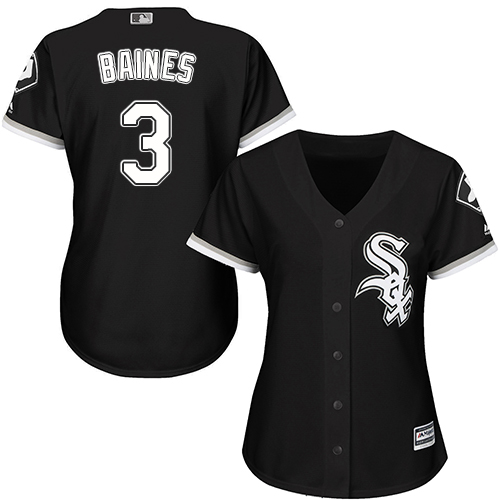 Women's Majestic Chicago White Sox #3 Harold Baines Authentic Black Alternate Home Cool Base MLB Jersey