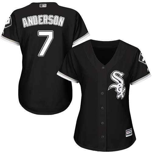 Women's Majestic Chicago White Sox #7 Tim Anderson Authentic Black Alternate Home Cool Base MLB Jersey