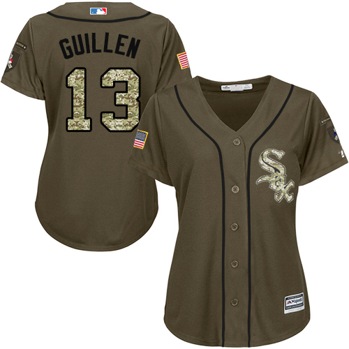 Women's Majestic Chicago White Sox #13 Ozzie Guillen Authentic Green Salute to Service MLB Jersey