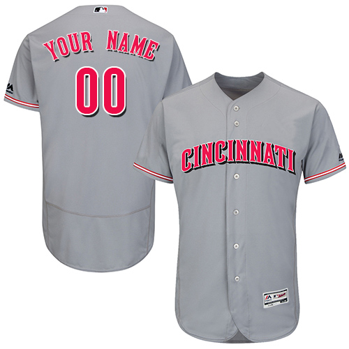 Men's Majestic Cincinnati Reds Customized Grey Flexbase Authentic Collection MLB Jersey