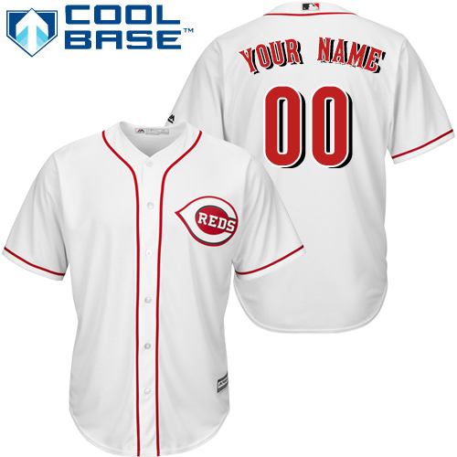 Youth Majestic Cincinnati Reds Customized Replica White Home Cool Base MLB Jersey
