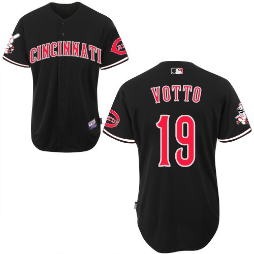 Men's Majestic Cincinnati Reds #19 Joey Votto Authentic Black MLB Jersey