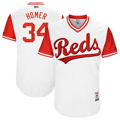 Men's Majestic Cincinnati Reds #34 Homer Bailey "Homer" Authentic White 2017 Players Weekend MLB Jersey