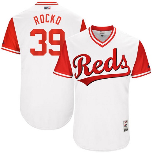Men's Majestic Cincinnati Reds #39 Devin Mesoraco "Rocko" Authentic White 2017 Players Weekend MLB Jersey