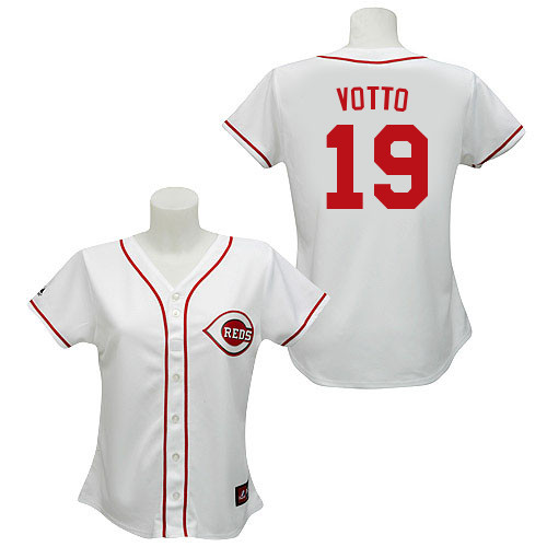 Women's Majestic Cincinnati Reds #19 Joey Votto Authentic White MLB Jersey