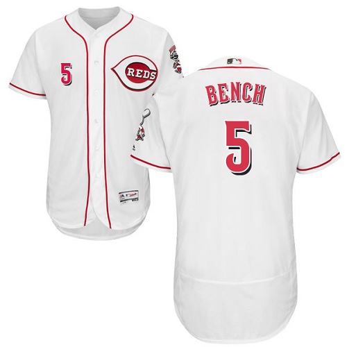 Men's Majestic Cincinnati Reds #5 Johnny Bench Authentic White Home Cool Base MLB Jersey