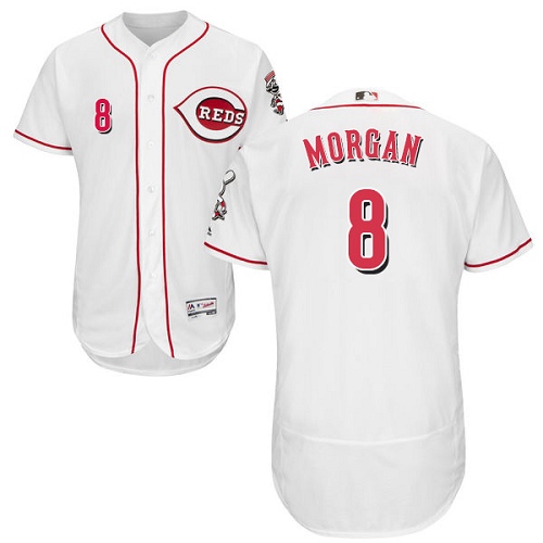 Men's Majestic Cincinnati Reds #8 Joe Morgan Authentic White Home Cool Base MLB Jersey