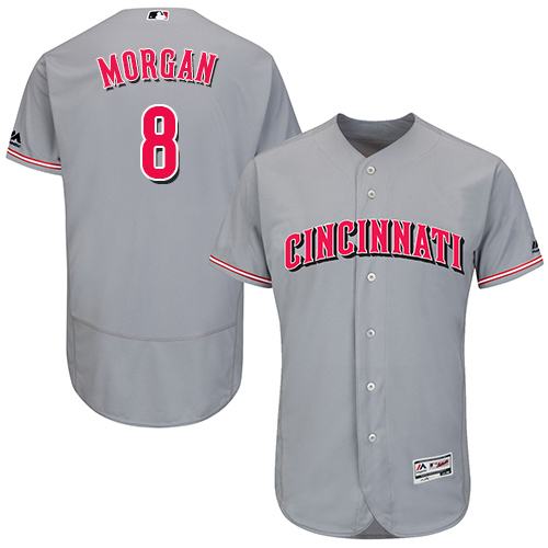 Men's Majestic Cincinnati Reds #8 Joe Morgan Grey Flexbase Authentic Collection MLB Jersey